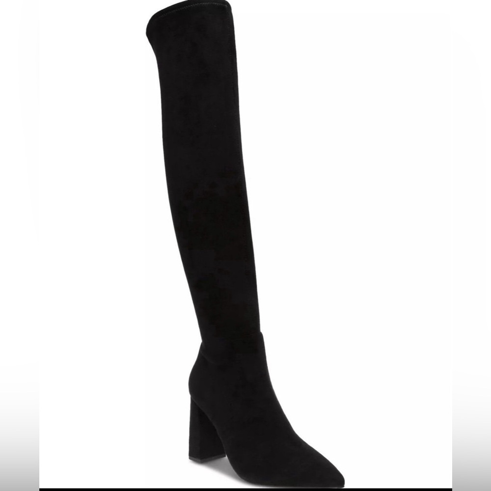 Women’s Black Pointed Toe Eileene Wild Pair Over the knee Block Heel Boots